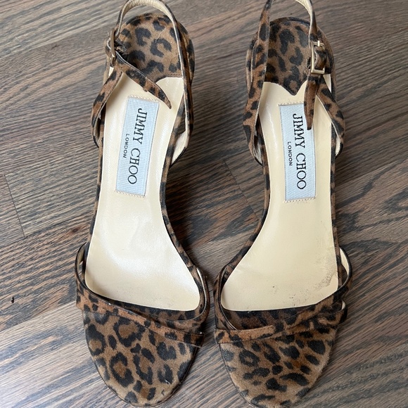 Jimmy Choo Shoes - Jimmy Choo Suede Leopard Print Slingback Sandals